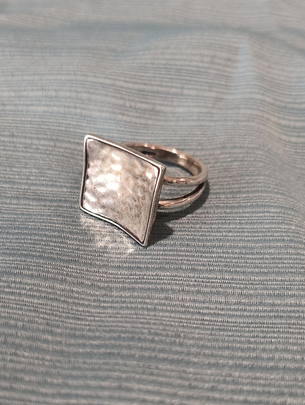 Silpada Hammered Square Statement Ring in Silver Size 10.5